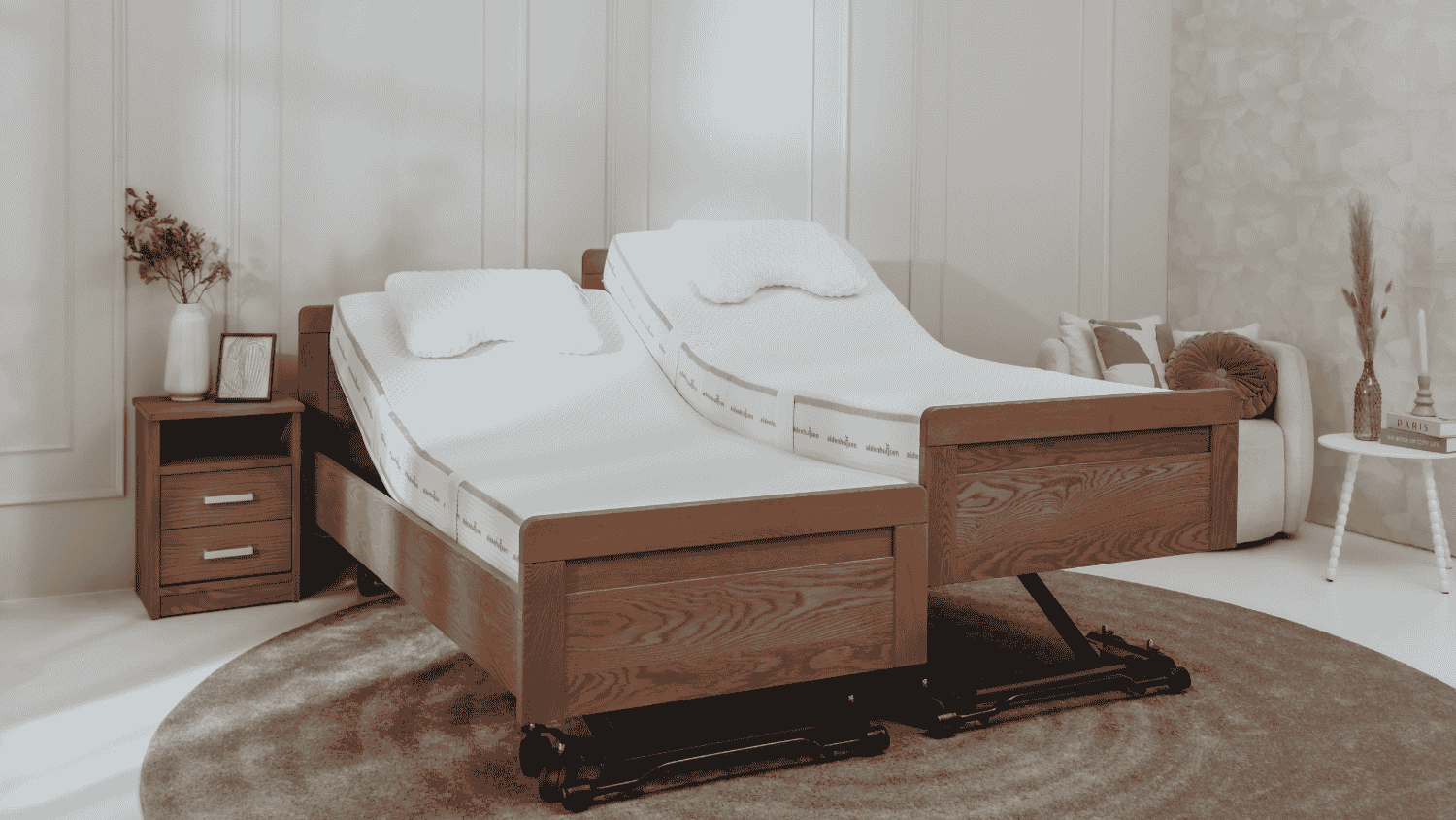 Solide houten ledikant hoog laag banner